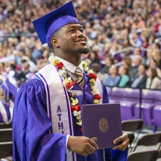 Student athlete at Commencement